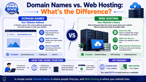 Domain Names vs. Web Hosting What’s the Difference